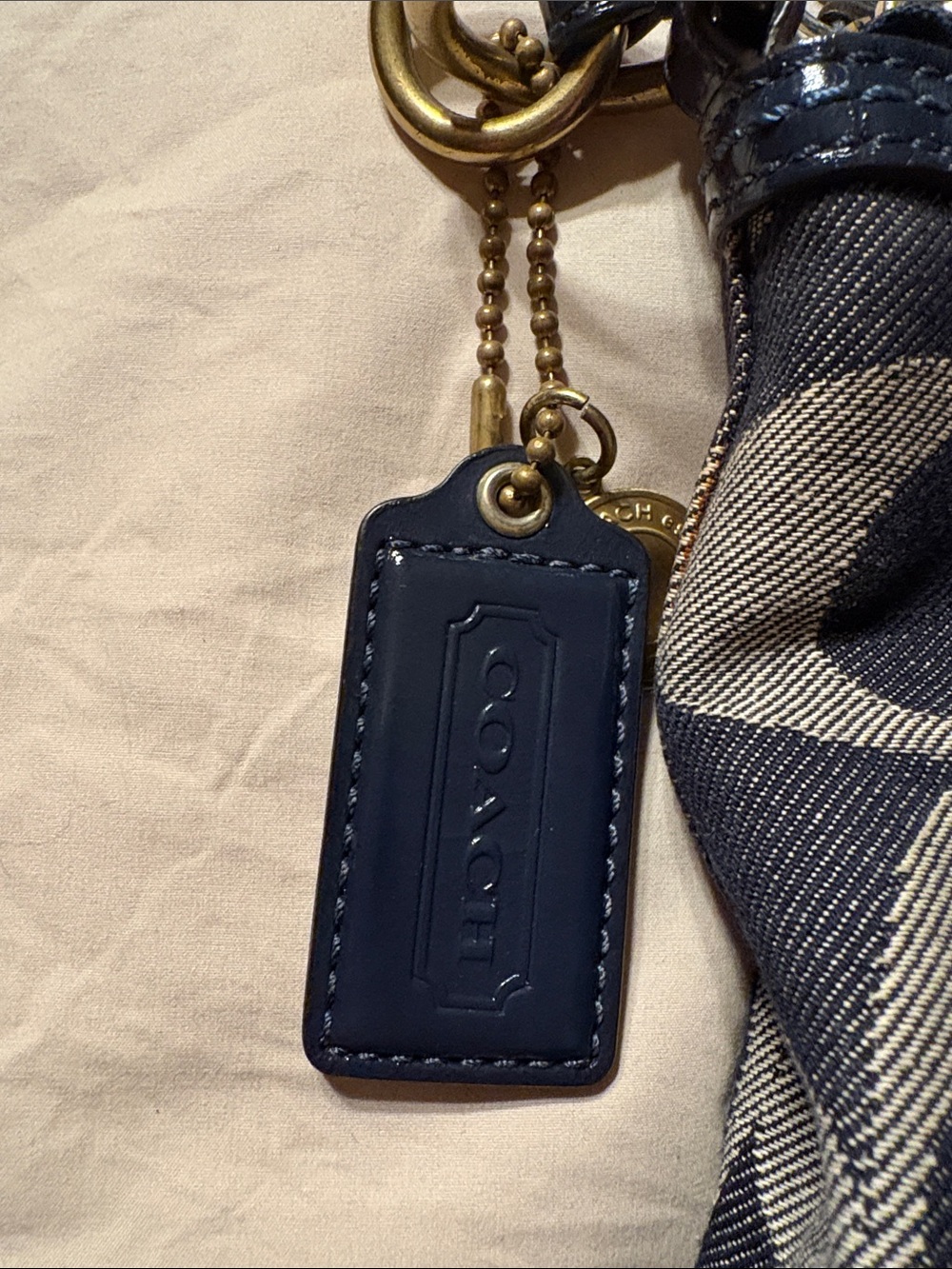 Coach Signature Canvas Shoulder Bag in a denim-like material. - Picture 2 of 6